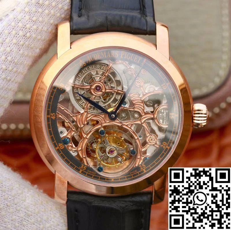 Sleek Audemars Piguet Jules Audemars Tourbillon 26357PT.ZZ.D028CR.01 18K Rose Gold Skeleton Dial 19