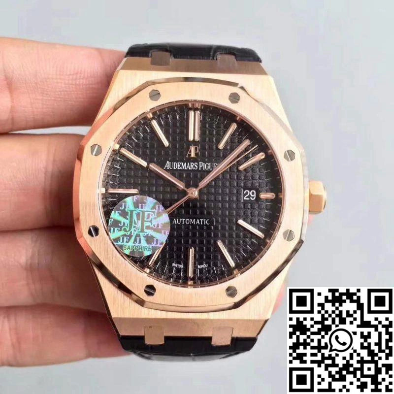 FashionForward Audemars Piguet Royal Oak 15400 JF Factory Leather Strap Black Dial 45