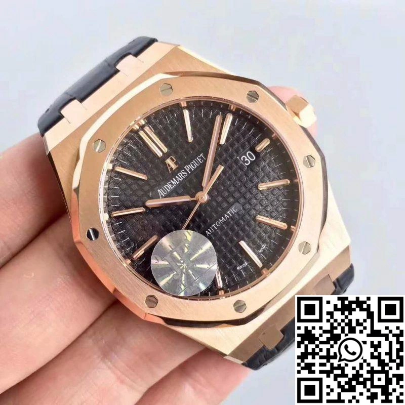 FashionForward Audemars Piguet Royal Oak 15400 JF Factory Leather Strap Black Dial 45