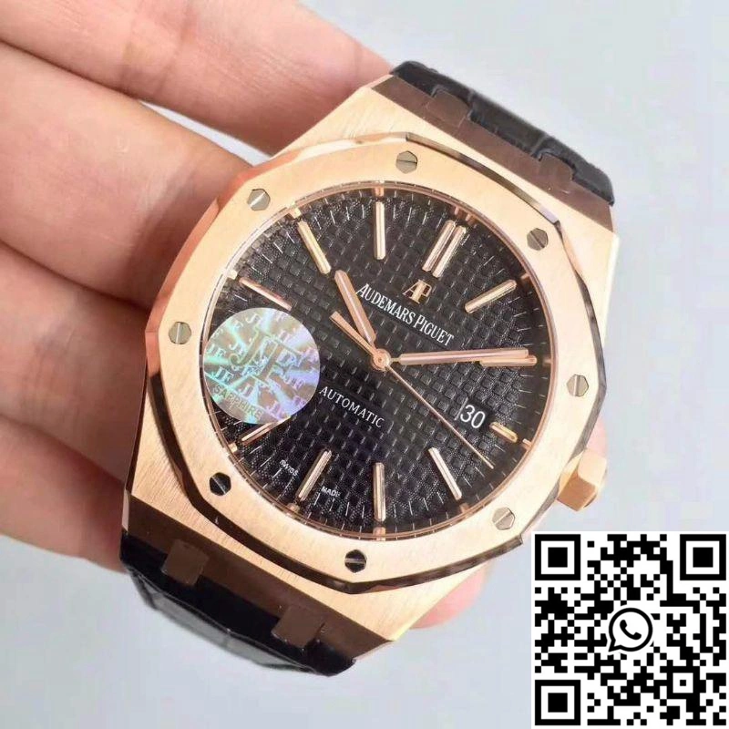 FashionForward Audemars Piguet Royal Oak 15400 JF Factory Leather Strap Black Dial 45