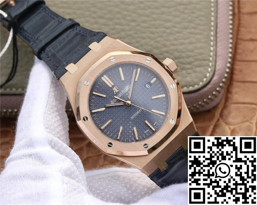 Audemars Piguet Royal Oak 15400 OM Factory Blue Dial Leather Strap Neat 122