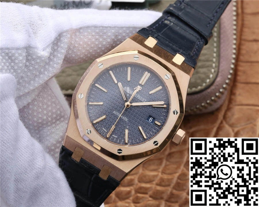 Audemars Piguet Royal Oak 15400 OM Factory Blue Dial Leather Strap Neat 122