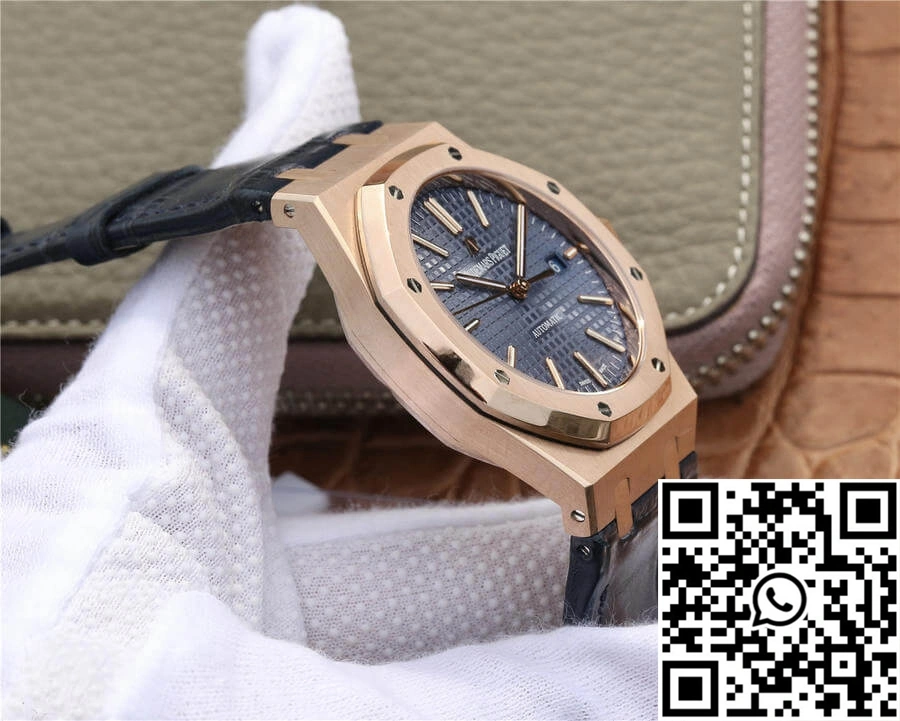 Audemars Piguet Royal Oak 15400 OM Factory Blue Dial Leather Strap Neat 122