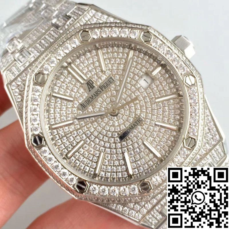 Audemars Piguet Royal Oak 15400.OR Full Diamond White Dial Bright 31