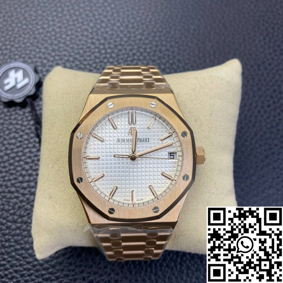 Compact Audemars Piguet Royal Oak 15500 ZF Factory Rose Gold Version White Dial 85