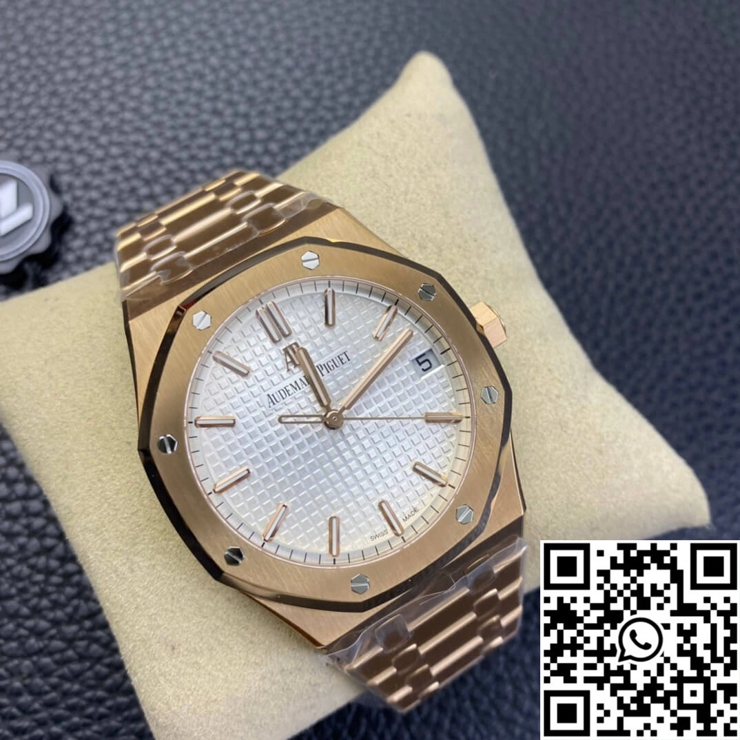 Compact Audemars Piguet Royal Oak 15500 ZF Factory Rose Gold Version White Dial 85