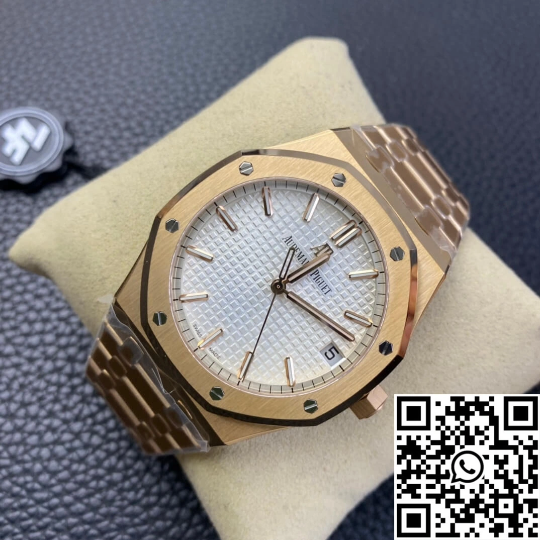 Compact Audemars Piguet Royal Oak 15500 ZF Factory Rose Gold Version White Dial 85