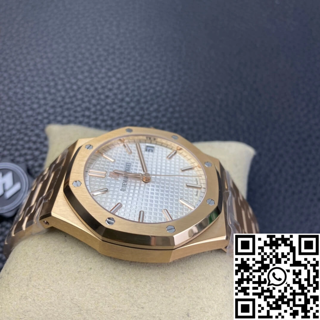 Compact Audemars Piguet Royal Oak 15500 ZF Factory Rose Gold Version White Dial 85