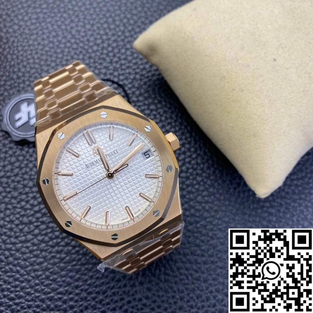 Compact Audemars Piguet Royal Oak 15500 ZF Factory Rose Gold Version White Dial 85