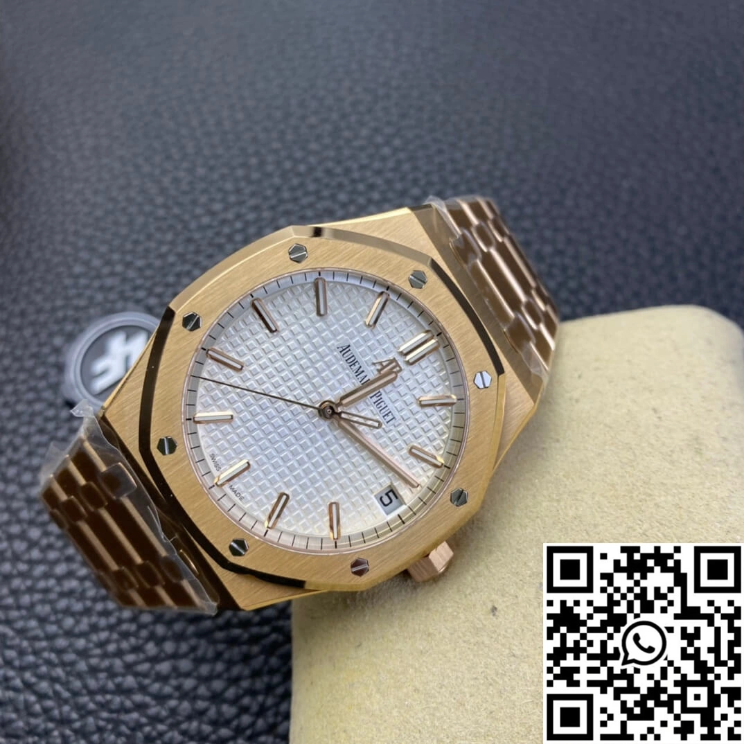 Compact Audemars Piguet Royal Oak 15500 ZF Factory Rose Gold Version White Dial 85
