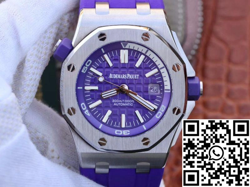 Audemars Piguet Royal Oak Offshore Diver 15710ST.OO.A077CA.01 Purple Dial WaterResistant 250