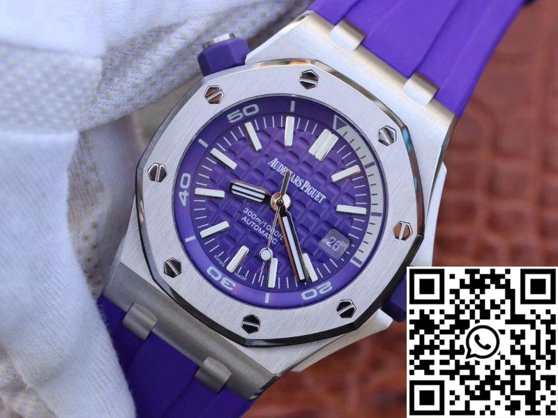 Audemars Piguet Royal Oak Offshore Diver 15710ST.OO.A077CA.01 Purple Dial WaterResistant 250