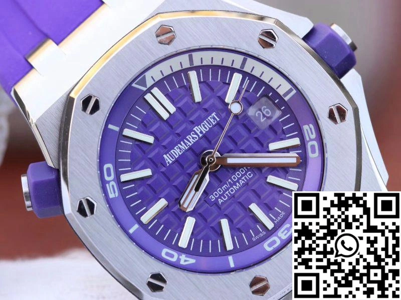 Audemars Piguet Royal Oak Offshore Diver 15710ST.OO.A077CA.01 Purple Dial WaterResistant 250