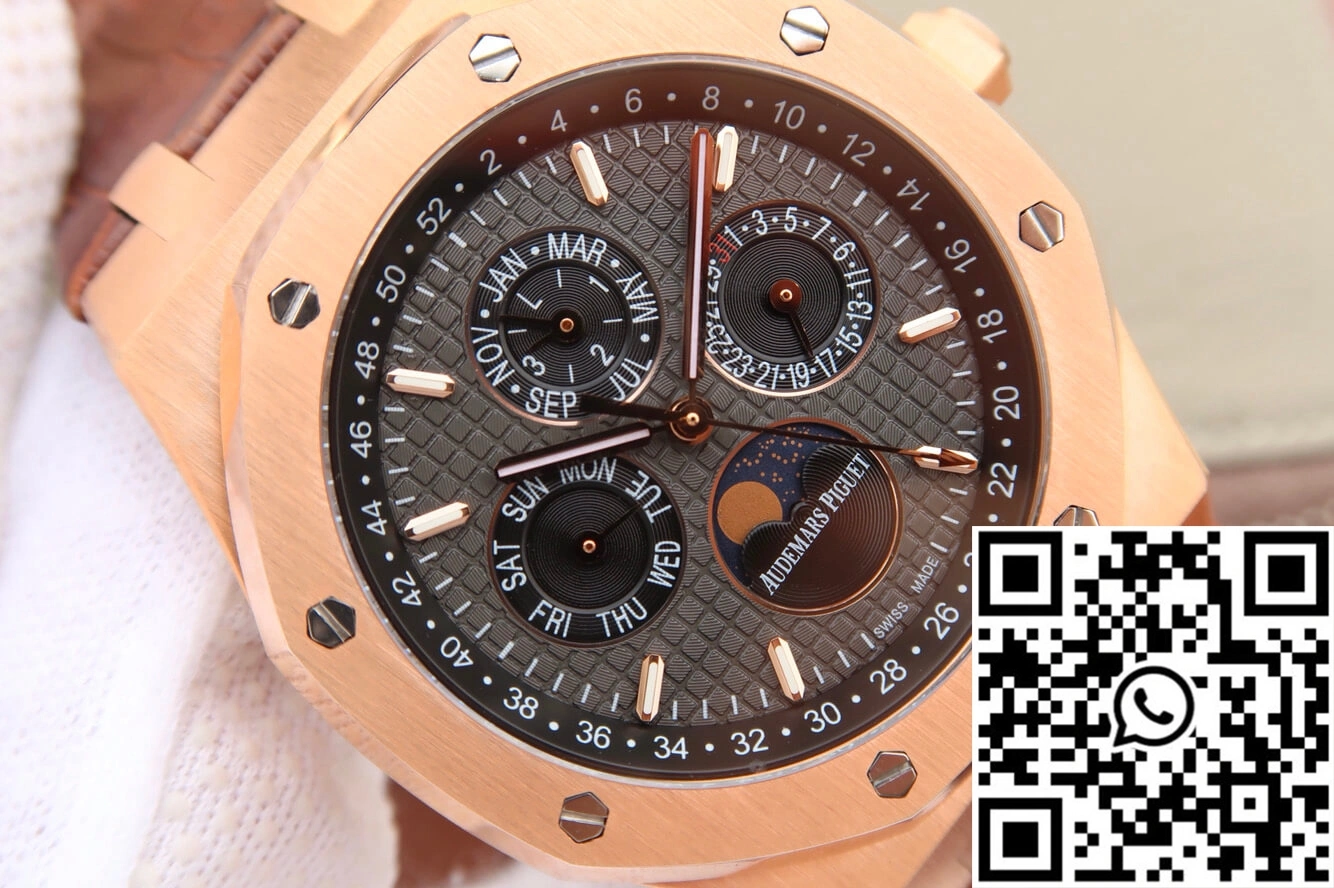 WaterResistant Audemars Piguet Royal Oak Perpetual Calendar 26574 JF Factory Rose Gold Grey Dial 146
