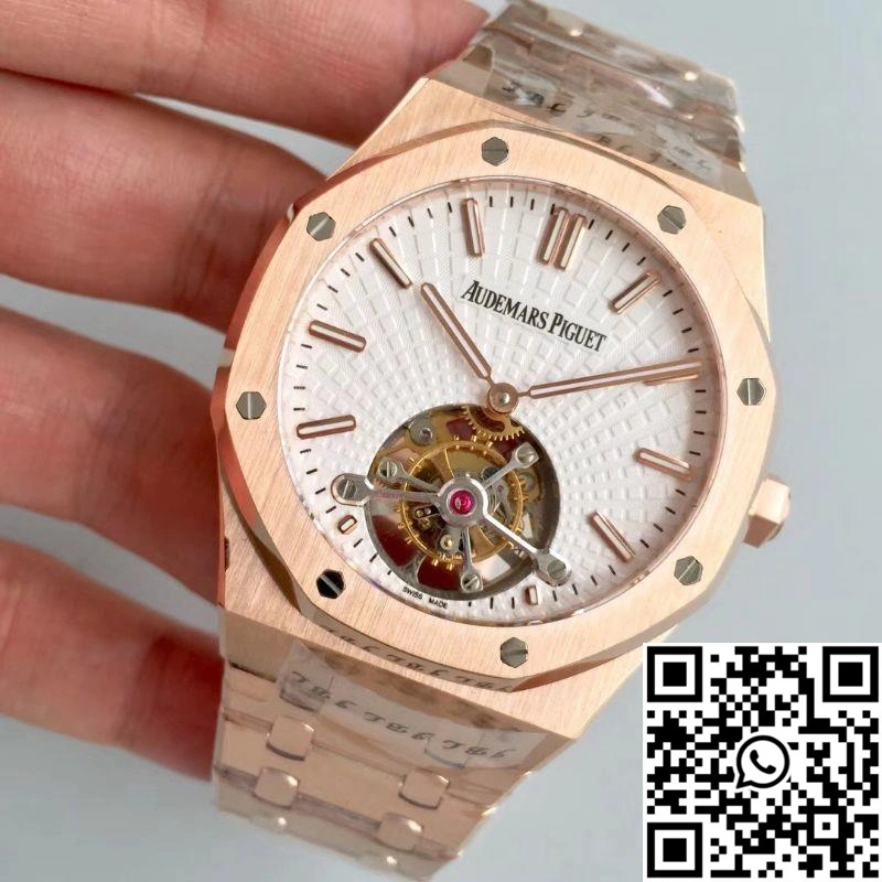 WeatherProof Audemars Piguet Royal Oak Rose Gold Tourbillon Extra Thin 26522 R8 Factory White Dial 165