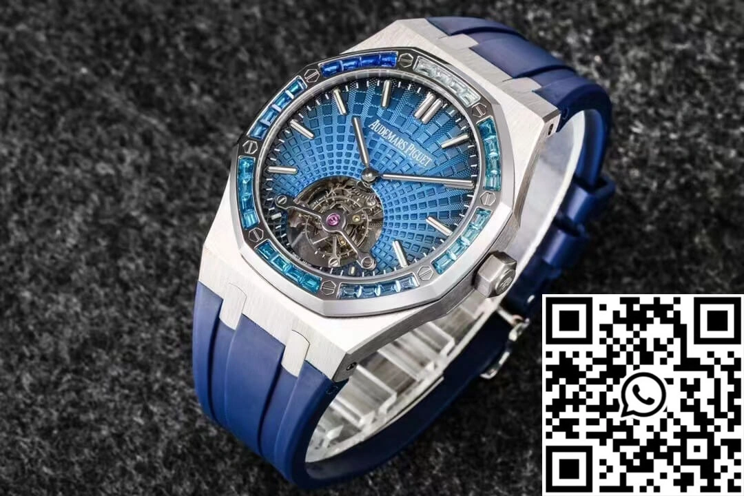 Comfortable Audemars Piguet Royal Oak Tourbillon R8 Factory V3 Blue Rubber Strap 163