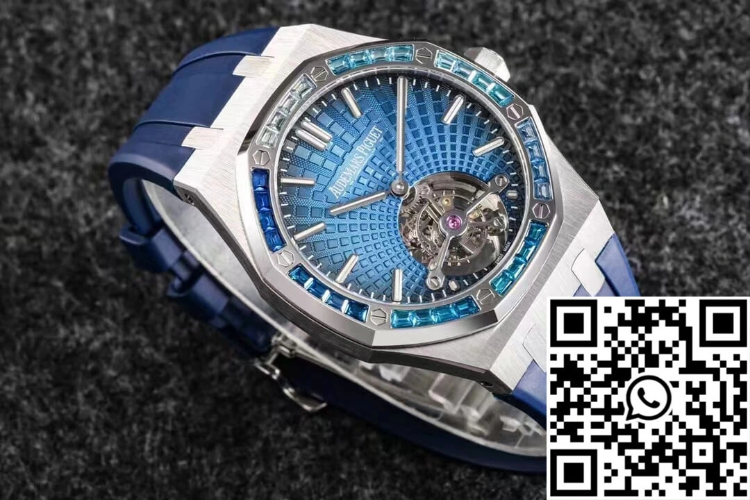 Comfortable Audemars Piguet Royal Oak Tourbillon R8 Factory V3 Blue Rubber Strap 163