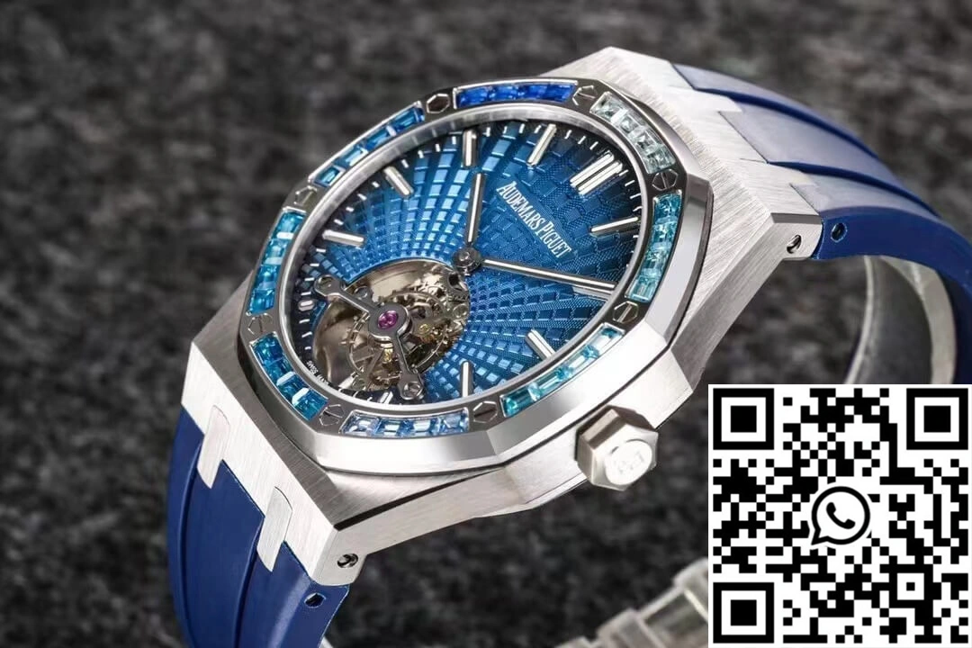Comfortable Audemars Piguet Royal Oak Tourbillon R8 Factory V3 Blue Rubber Strap 163