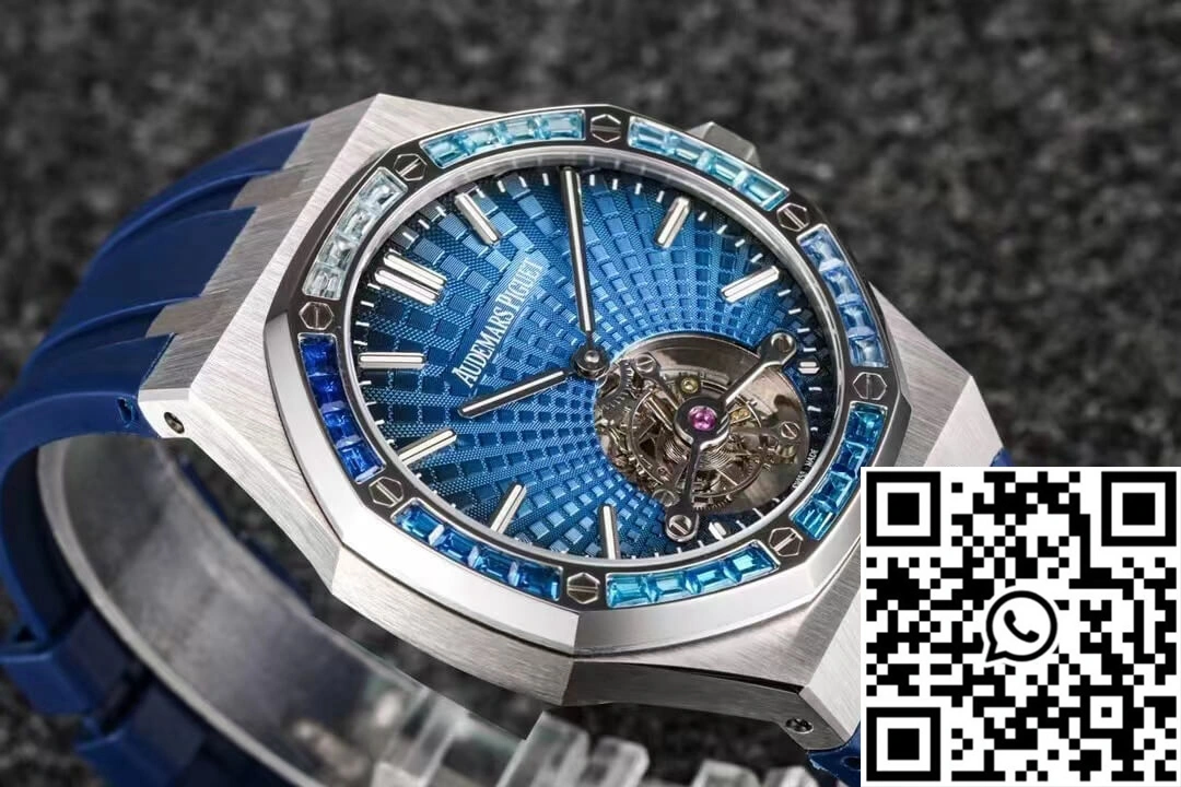 Comfortable Audemars Piguet Royal Oak Tourbillon R8 Factory V3 Blue Rubber Strap 163