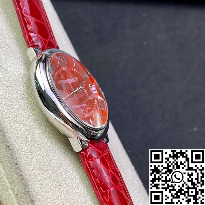 FreshLook Ballon Bleu De Cartier 36MM 3K Factory Red Leather Strap 1328