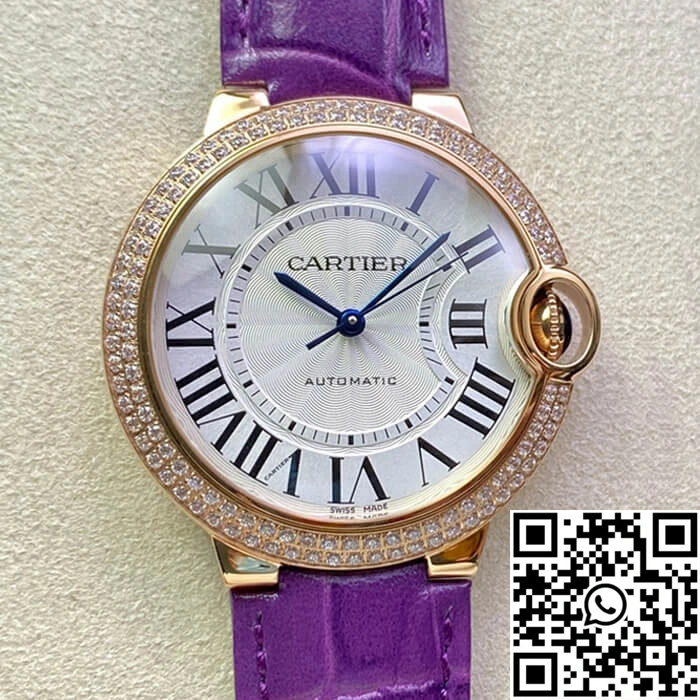 Lightweight Ballon Bleu De Cartier 36MM WJBB0009 3K Factory Purple Leather Strap 1392