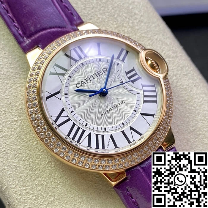 Lightweight Ballon Bleu De Cartier 36MM WJBB0009 3K Factory Purple Leather Strap 1392