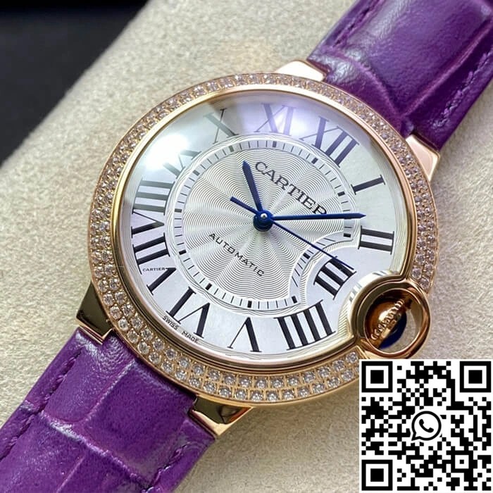 Lightweight Ballon Bleu De Cartier 36MM WJBB0009 3K Factory Purple Leather Strap 1392