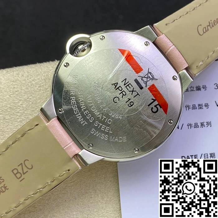 EasyMatch Ballon Bleu De Cartier 36MM WSBB0007 3K Factory Pink Strap 1364
