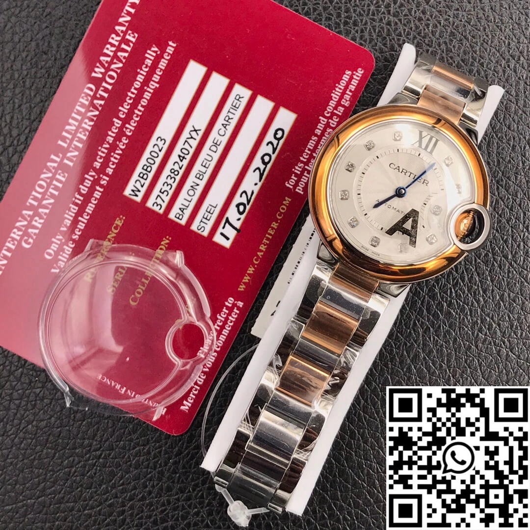 DailyWear Ballon Bleu De Cartier Ladies 28MM V6 Factory V8 Rose Gold Bezel 1347