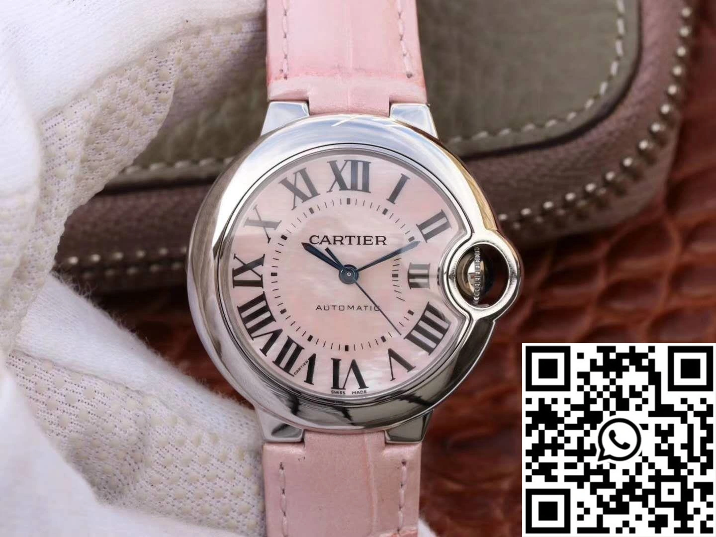 Bright Ballon Bleu De Cartier Ladies 33MM WSBB0002 V6 Factory Pink Dial 1334