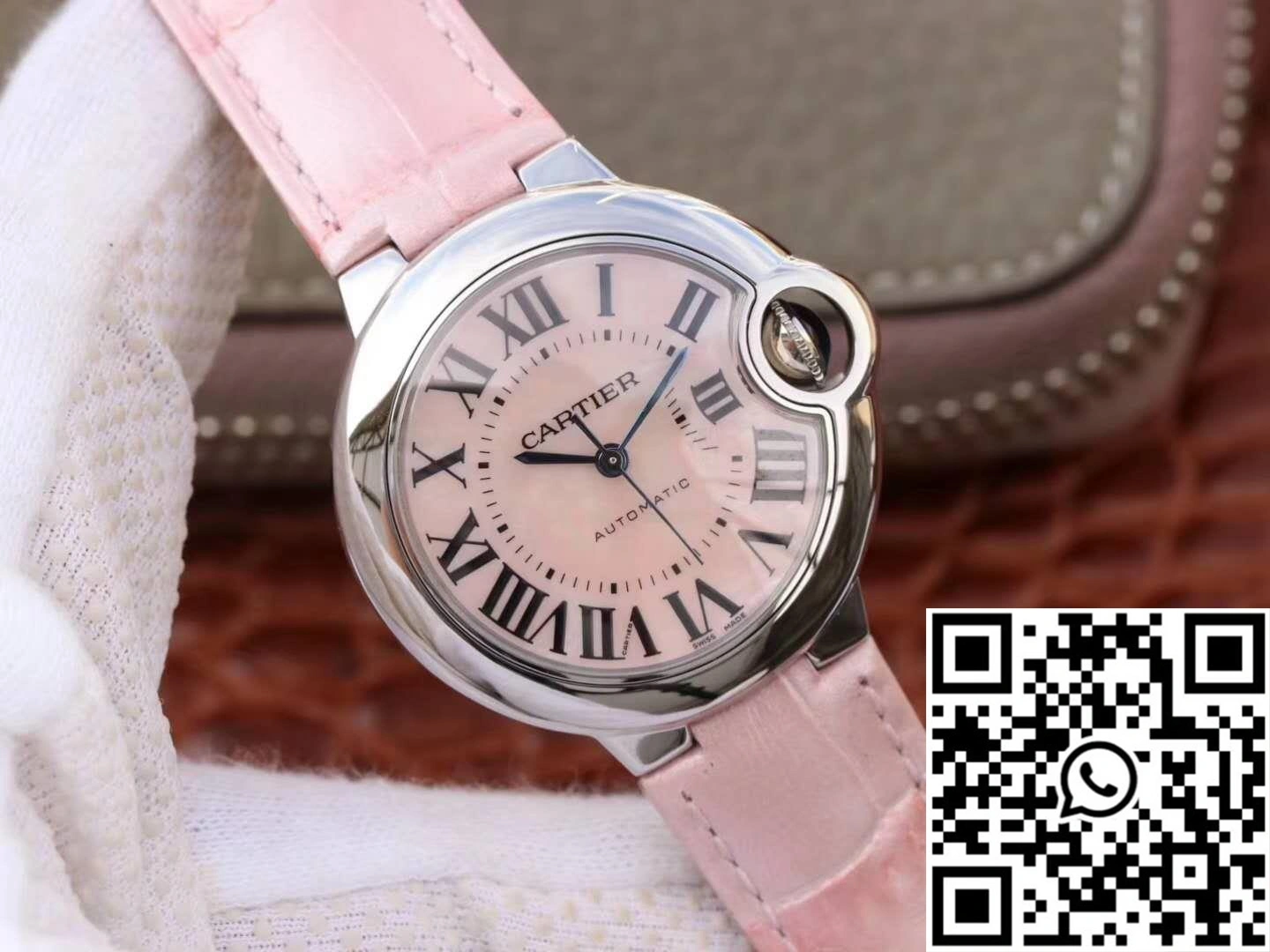 Bright Ballon Bleu De Cartier Ladies 33MM WSBB0002 V6 Factory Pink Dial 1334