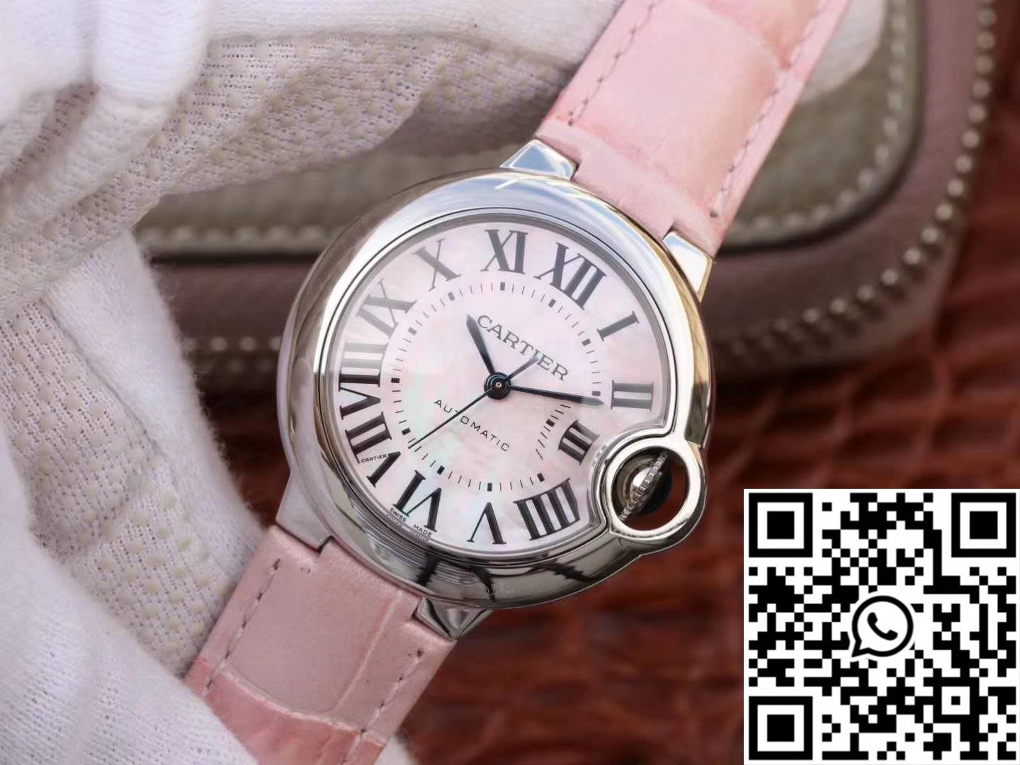 Bright Ballon Bleu De Cartier Ladies 33MM WSBB0002 V6 Factory Pink Dial 1334