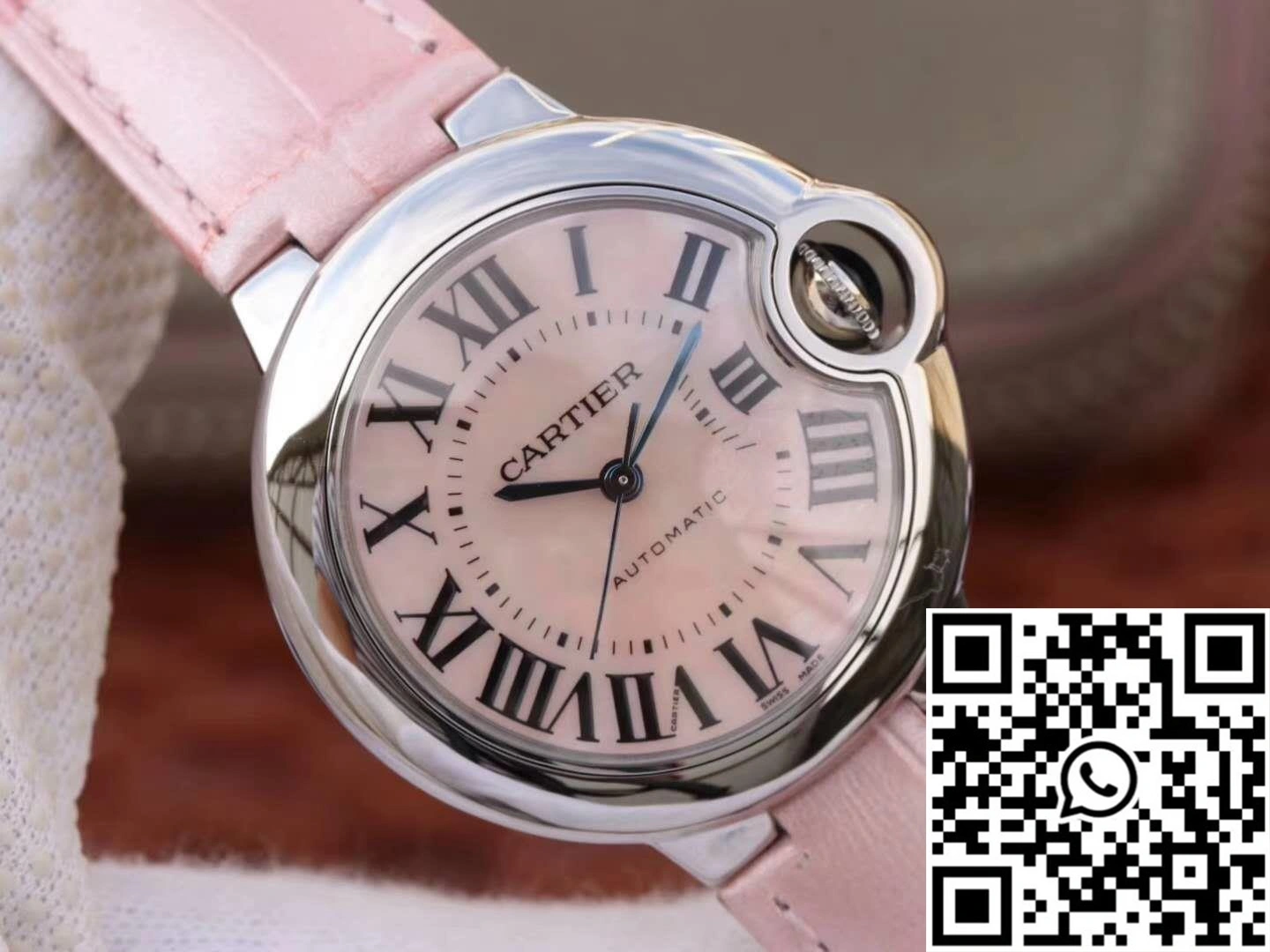 Bright Ballon Bleu De Cartier Ladies 33MM WSBB0002 V6 Factory Pink Dial 1334
