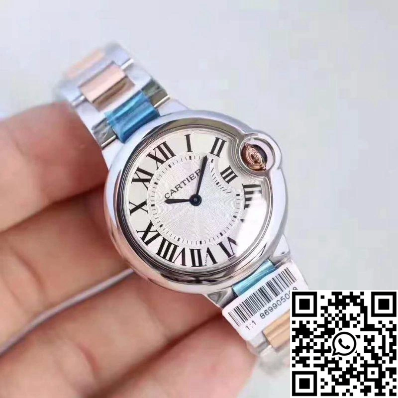 Ballon Bleu De Cartier Ladies W6920033 36MM V6 Factory White Textured Dial Affordable 1355
