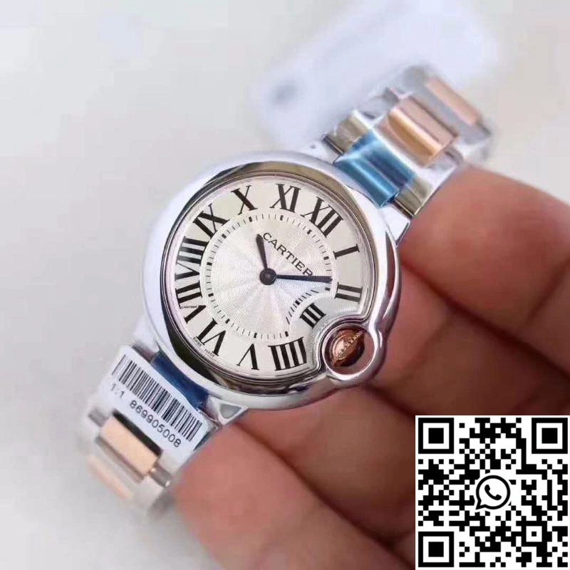 Ballon Bleu De Cartier Ladies W6920033 36MM V6 Factory White Textured Dial Affordable 1355
