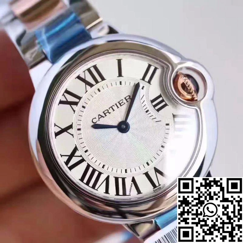 Ballon Bleu De Cartier Ladies W6920033 36MM V6 Factory White Textured Dial Affordable 1355