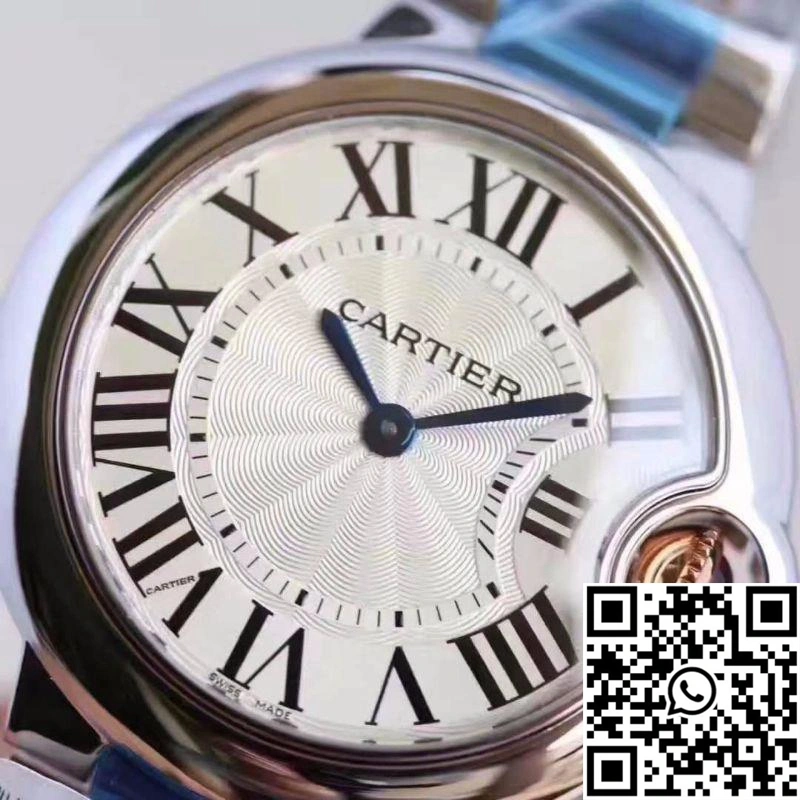 Ballon Bleu De Cartier Ladies W6920033 36MM V6 Factory White Textured Dial Affordable 1355