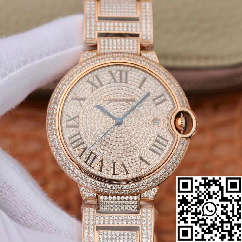 Timeless Ballon Bleu De Cartier W69006Z2 42mm TW Factory Rose Gold Diamonds Dial 1372