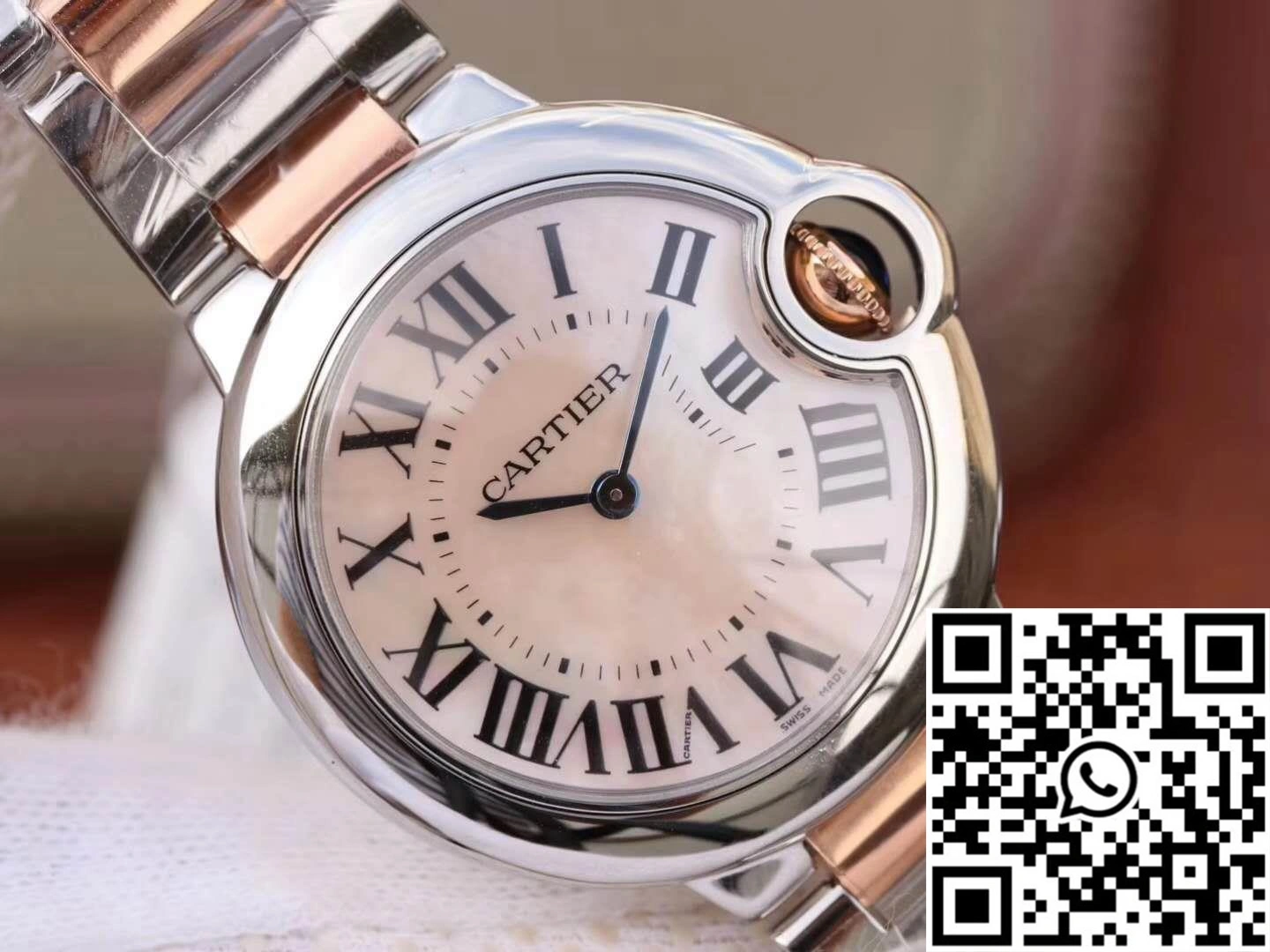 Ballon Bleu De Cartier W69201 Ladies 33MM V6 Factory Pink Dial Stretchable 1368