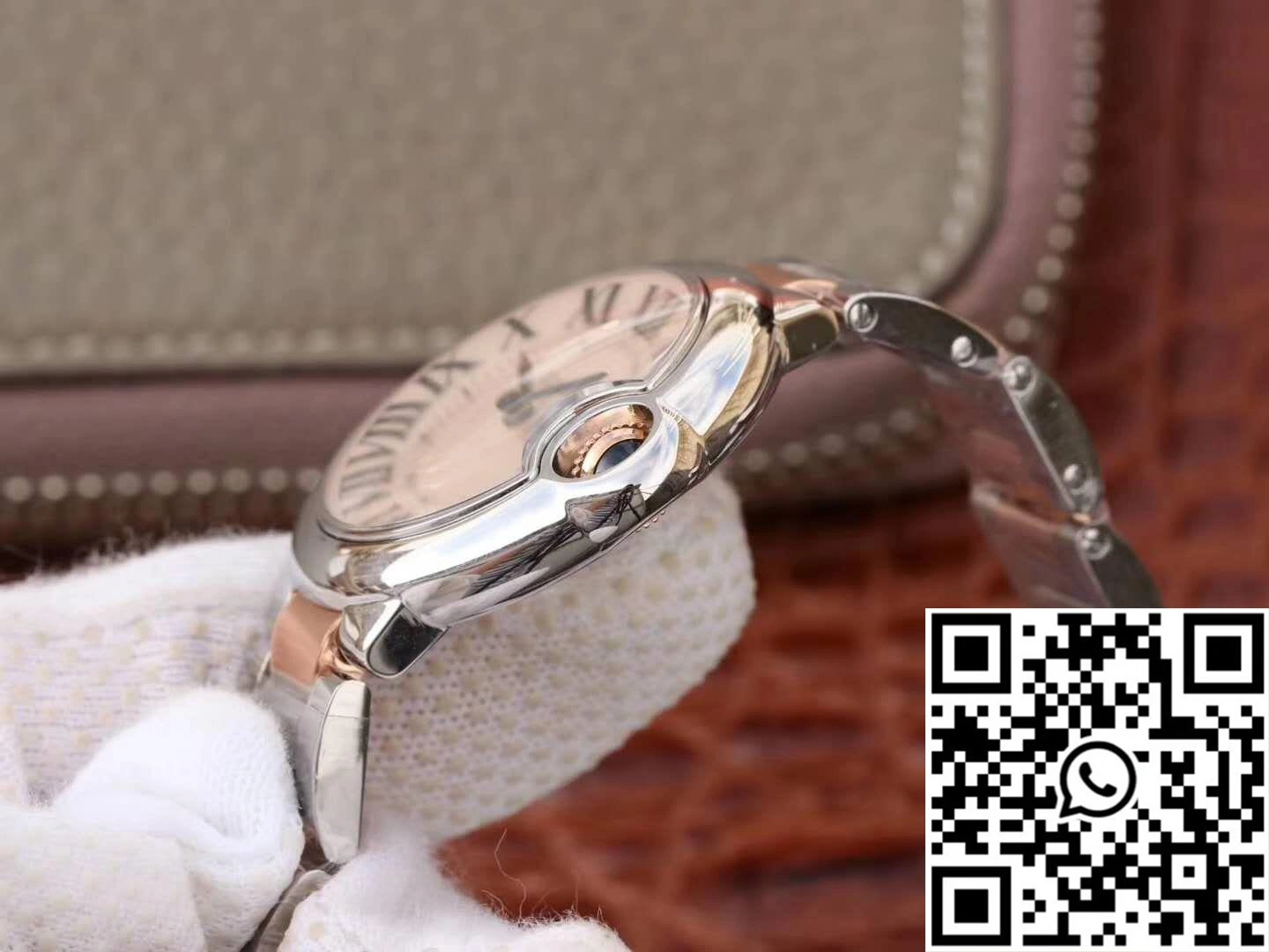 Ballon Bleu De Cartier W69201 Ladies 33MM V6 Factory Pink Dial Stretchable 1368