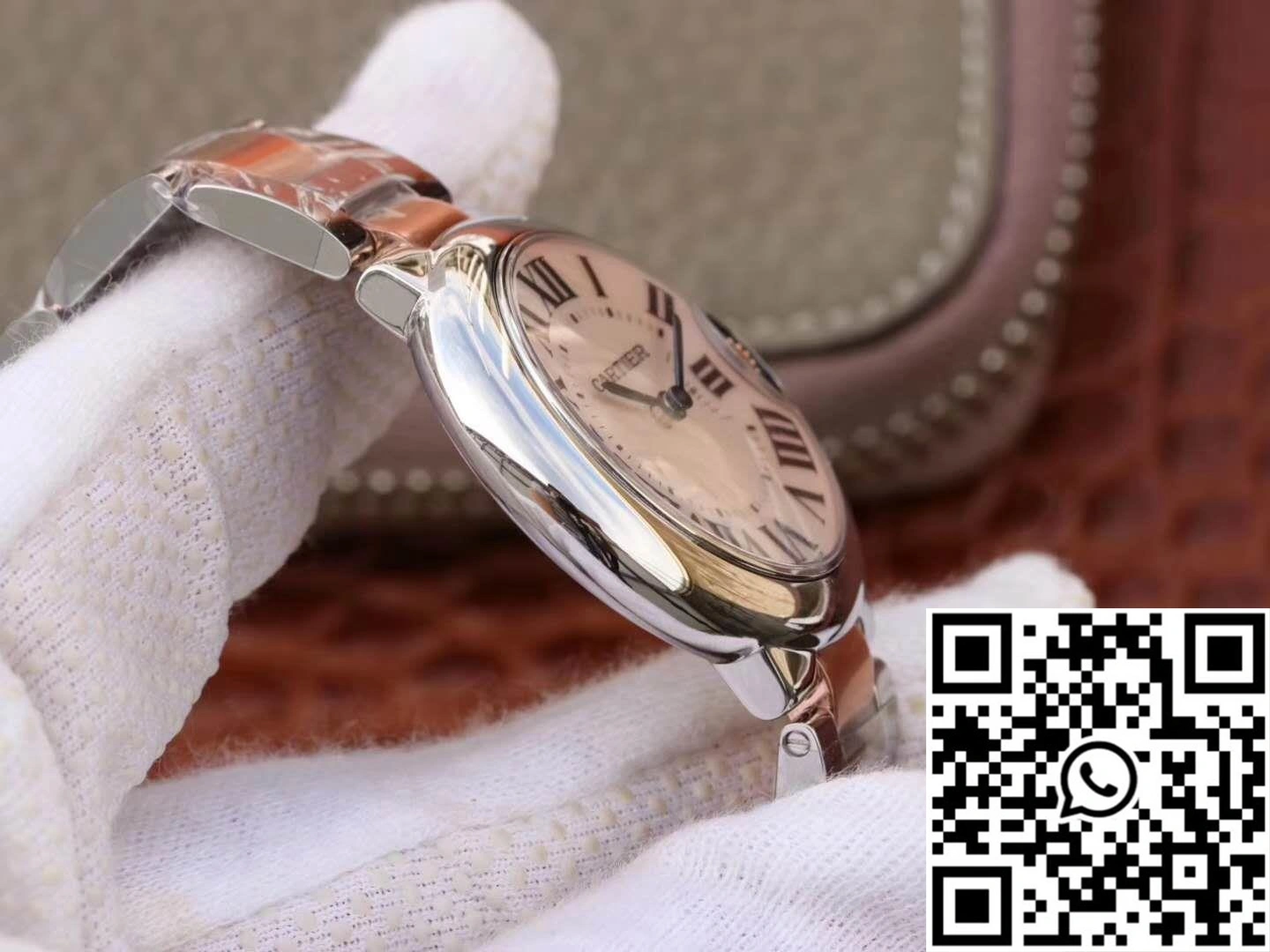 Ballon Bleu De Cartier W69201 Ladies 33MM V6 Factory Pink Dial Stretchable 1368