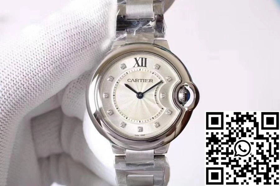 Ballon Bleu De Cartier WE9020 33mm V6 Factory White Dial MoistureWicking 1371