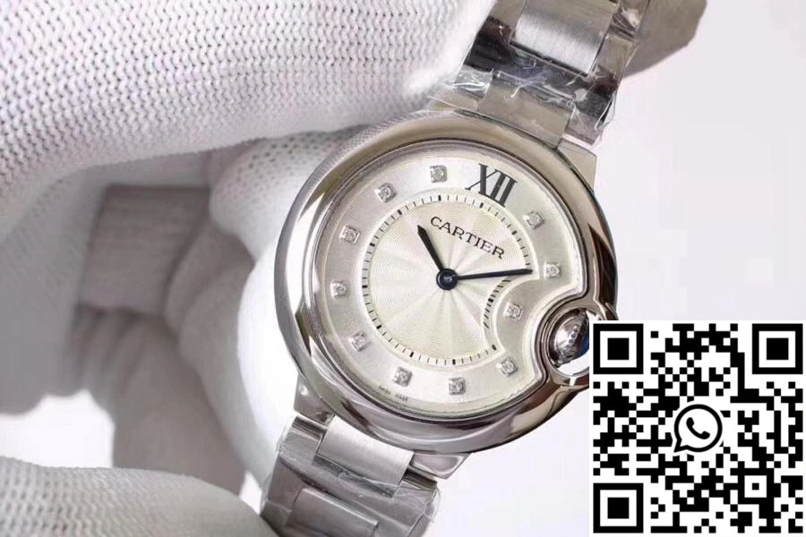 Ballon Bleu De Cartier WE9020 33mm V6 Factory White Dial MoistureWicking 1371