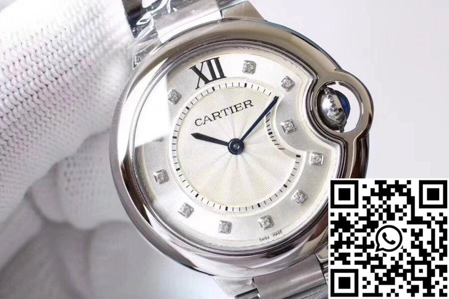 Ballon Bleu De Cartier WE9020 33mm V6 Factory White Dial MoistureWicking 1371
