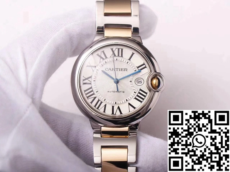 Ballon Bleu de Cartier W69009Z3 Wrap Gold V9 Factory Silver White Dial Flexible 1359