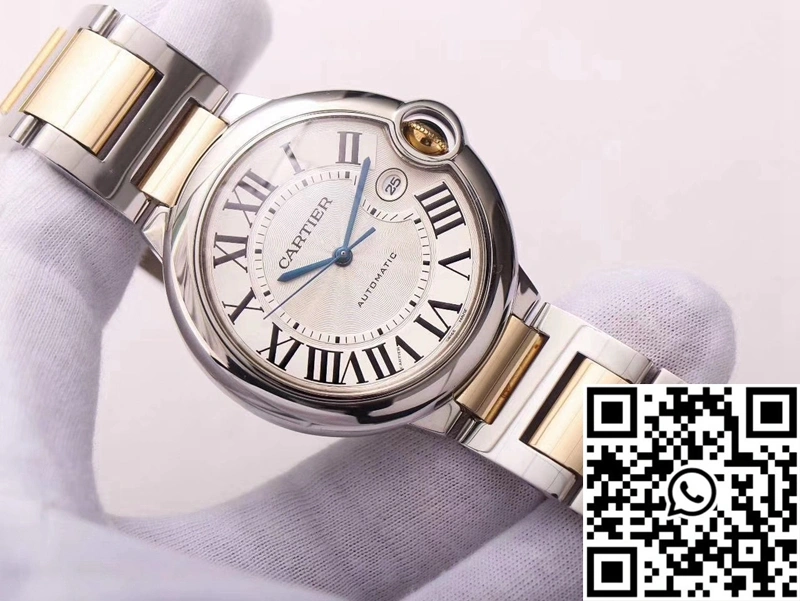 Ballon Bleu de Cartier W69009Z3 Wrap Gold V9 Factory Silver White Dial Flexible 1359