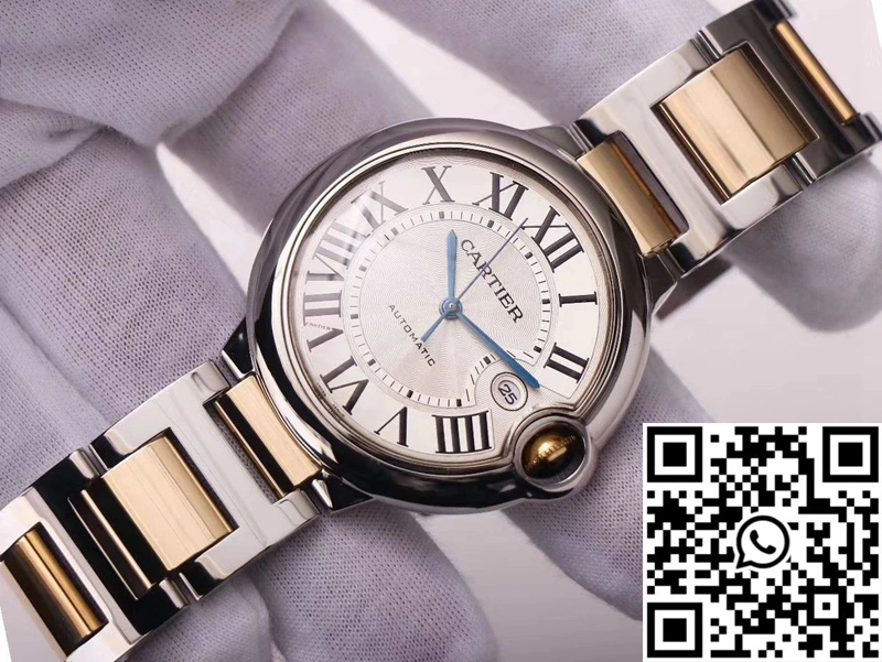 Ballon Bleu de Cartier W69009Z3 Wrap Gold V9 Factory Silver White Dial Flexible 1359