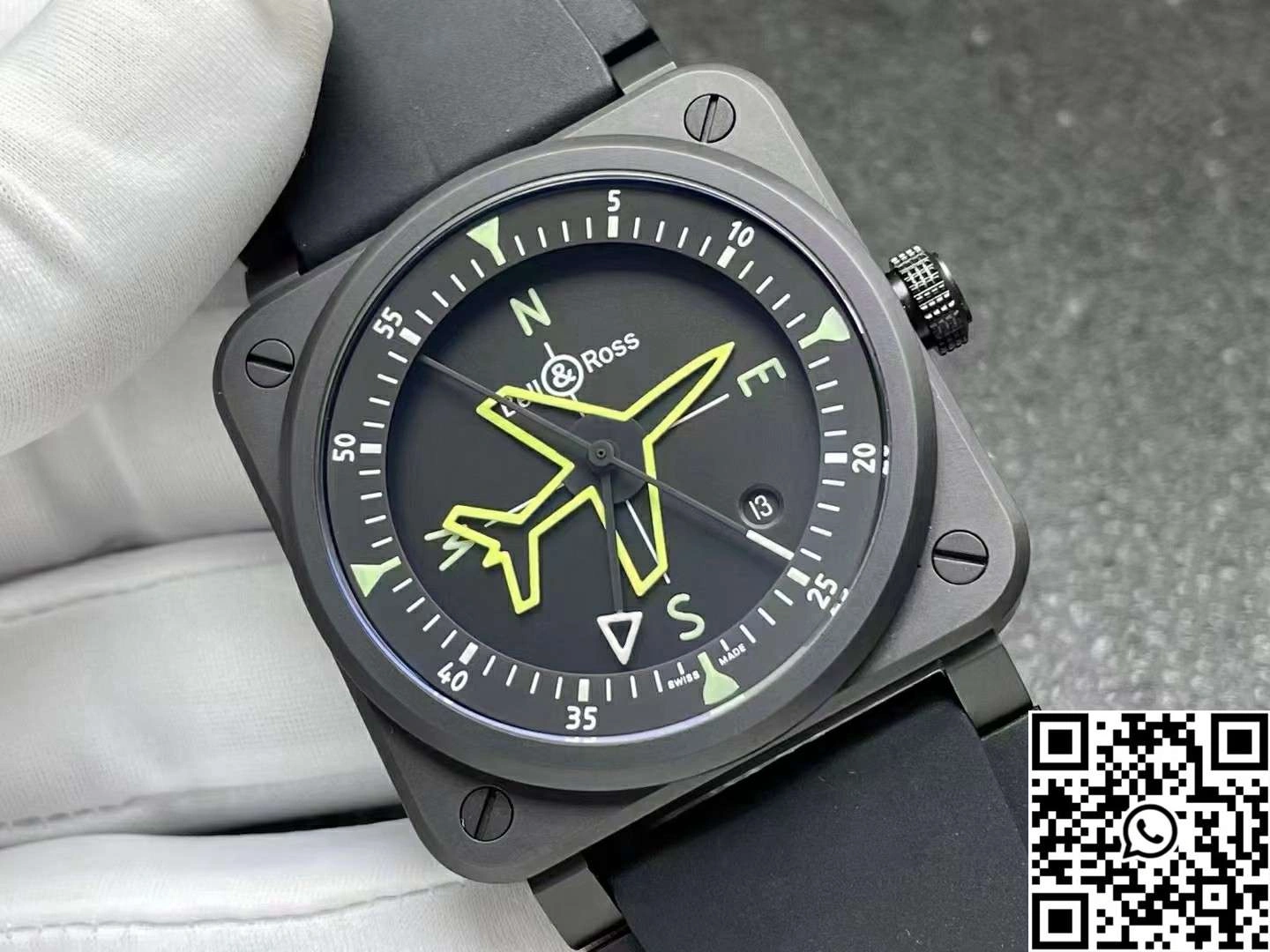 Bell Ross BR 03 Gyrocompass M+ Factory Caramic Case Black Dial Upgraded 1526