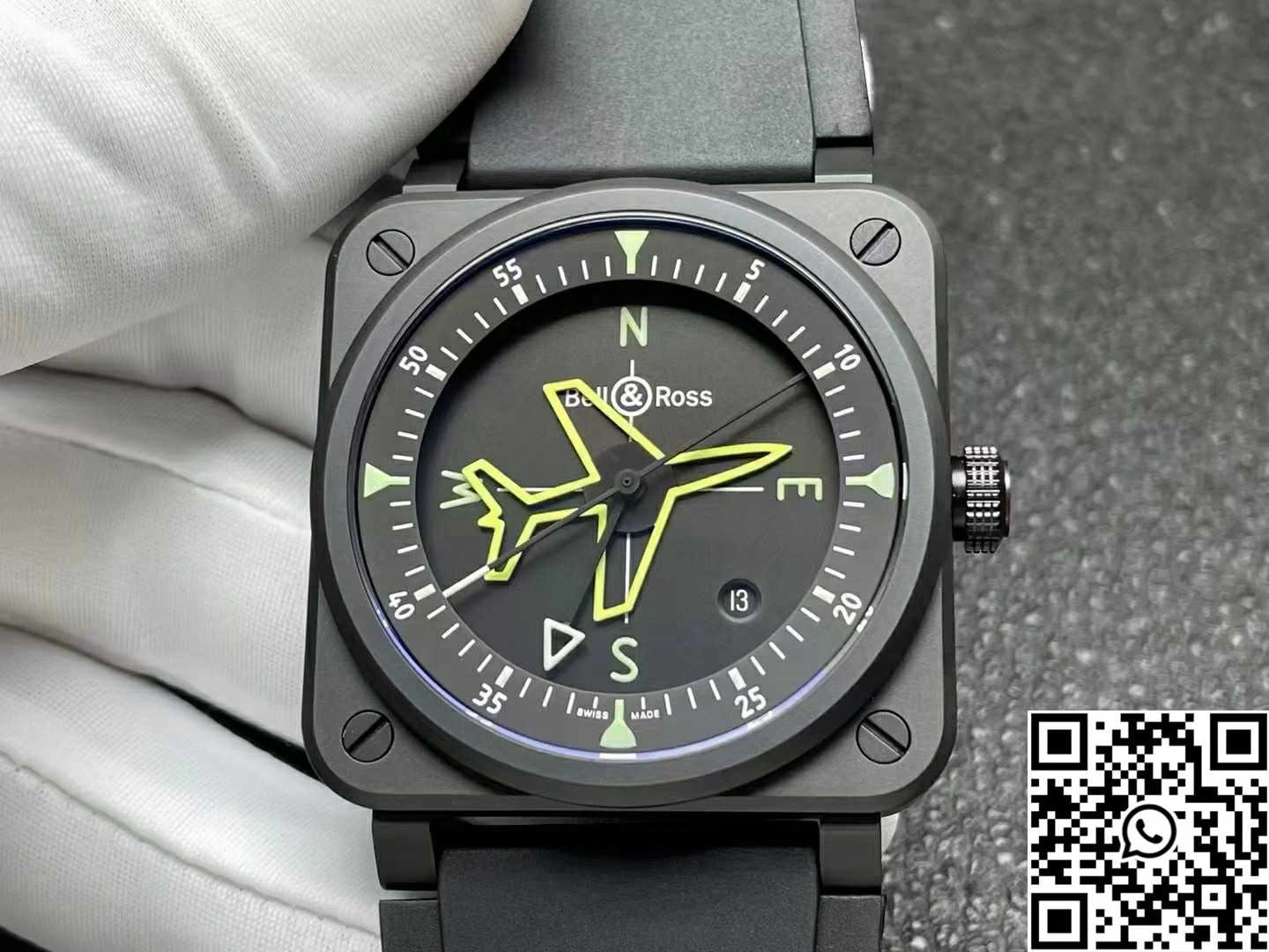 Bell Ross BR 03 Gyrocompass M+ Factory Caramic Case Black Dial Upgraded 1526