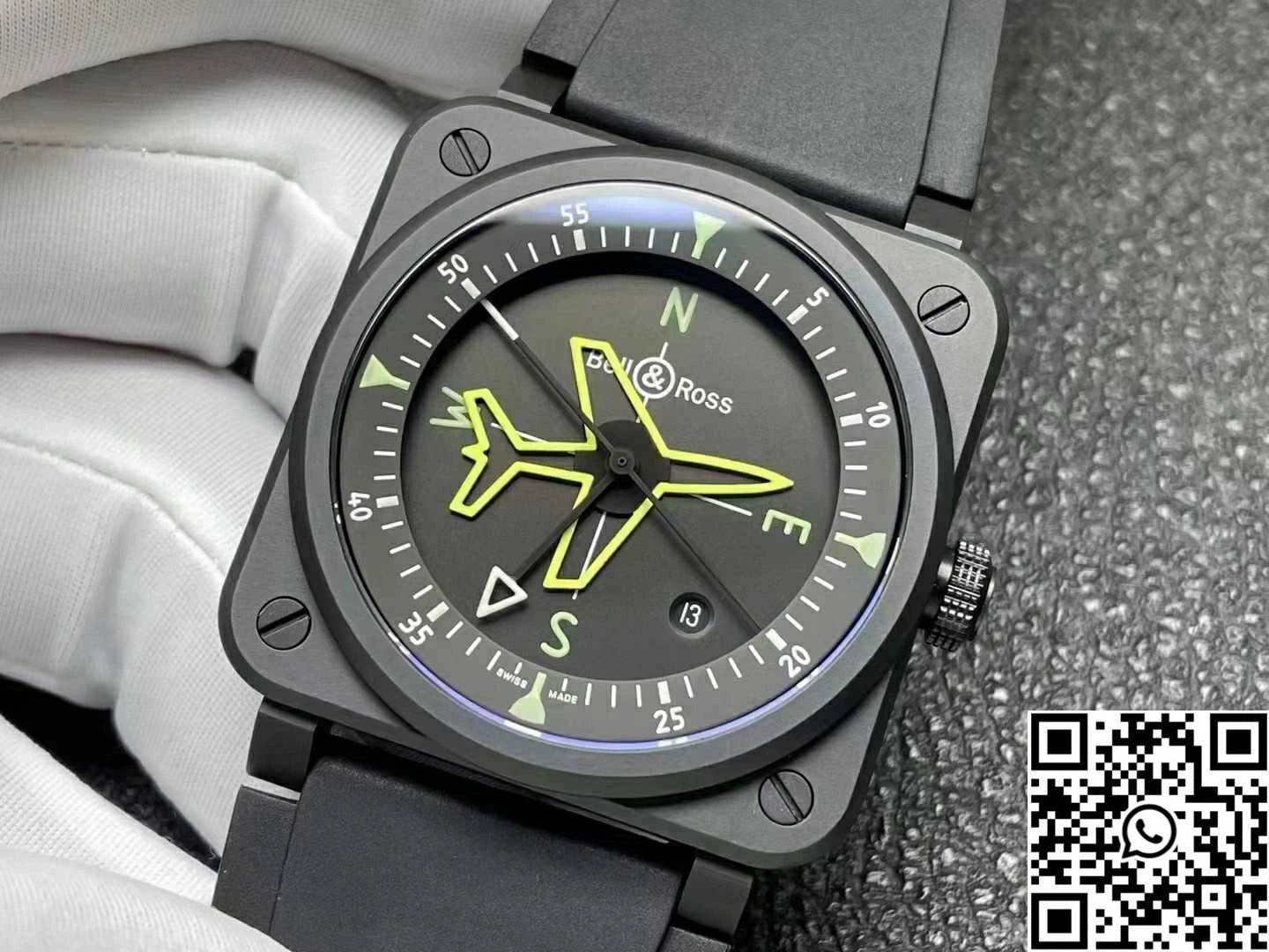 Bell Ross BR 03 Gyrocompass M+ Factory Caramic Case Black Dial Upgraded 1526